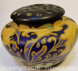 MaxSold Auction: Gouda Art Pottery Vase With Fitted Flower Frog - Aurora (Ontario, Canada) PARTNER MANAGED Downsizing Online Auction - Murray Drive