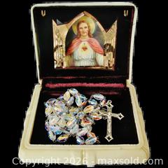 MaxSold Auction: Italian Sterling Silver AB Crystal Rosary In Celluloid Box - Aurora (Ontario, Canada) PARTNER MANAGED Downsizing Online Auction - Murray Drive