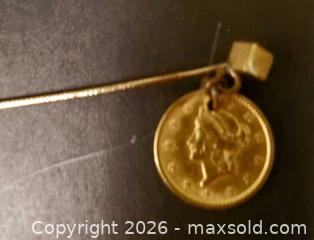 MaxSold Auction: Solid Gold 1853 American Dollar Coin Hanging On Antique Stick Pin - Aurora (Ontario, Canada) PARTNER MANAGED Downsizing Online Auction - Murray Drive