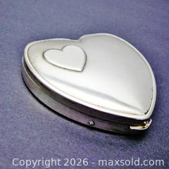 MaxSold Auction: Sterling Silver Vintage Heart Shaped Compact  - Aurora (Ontario, Canada) PARTNER MANAGED Downsizing Online Auction - Murray Drive