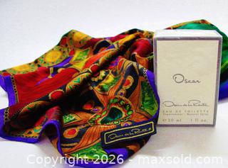 MaxSold Auction: Vintage Oscar de la Renta Silk Scarf & Unopened Eau de Toilette  - Aurora (Ontario, Canada) PARTNER MANAGED Downsizing Online Auction - Murray Drive