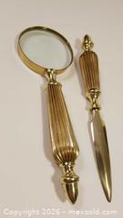MaxSold Auction: Vintage Solid Brass Letter Opener and Magnifying Glass Set - Aurora (Ontario, Canada) PARTNER MANAGED Downsizing Online Auction - Murray Drive