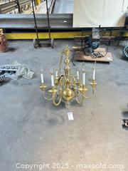 MaxSold Auction: 6-Arm Polished Brass Hanging Chandelier, Candelabra Sockets B - Allentown (Pennsylvania, USA) SELLER MANAGED Moving Online Auction -  South Fulton Street