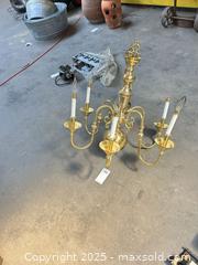 MaxSold Auction: 6-Arm Polished Brass Hanging Chandelier, Candelabra Sockets B - Allentown (Pennsylvania, USA) SELLER MANAGED Moving Online Auction -  South Fulton Street