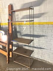 MaxSold Auction: All-Metal 5-Shelf Display Shelf, Brown Wood Tone & Black - A   - Allentown (Pennsylvania, USA) SELLER MANAGED Moving Online Auction -  South Fulton Street