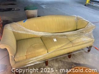 MaxSold Auction: Camelback Sofa, Light Olive Woven Fabric, 3-Seat, Solid Wood Legs - C - Allentown (Pennsylvania, USA) SELLER MANAGED Moving Online Auction -  South Fulton Street