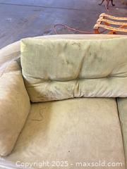 MaxSold Auction: Curved 3-Seat Sofa in Light Olive/Sage Green - C - Allentown (Pennsylvania, USA) SELLER MANAGED Moving Online Auction -  South Fulton Street