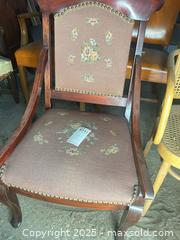 MaxSold Auction: Victorian-Edwardian Style Accent Chair with Floral Needlepoint Upholstery - B - Allentown (Pennsylvania, USA) SELLER MANAGED Moving Online Auction -  South Fulton Street