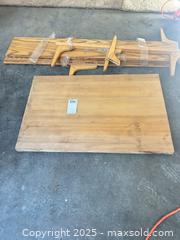 MaxSold Auction: Wall-mounted Oak Veneer Shelf with Coat/Hat Hooks (Disassembled) - A - Allentown (Pennsylvania, USA) SELLER MANAGED Moving Online Auction -  South Fulton Street