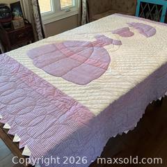 MaxSold Auction: 1970s Hand-Stitched Sunbonnet Sue Quilt & Pillow – Lilac & Gingham - London (Ontario, Canada) PARTNER MANAGED Downsizing Online Auction - Trillium Crescent