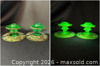 MaxSold Auction: Antique Uranium Glass Candlesticks - London (Ontario, Canada) PARTNER MANAGED Downsizing Online Auction - Trillium Crescent