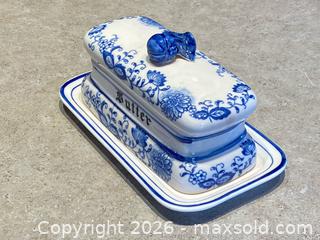 MaxSold Auction: Arnart Blue Onion Covered Butter Dish with Underplate - London (Ontario, Canada) PARTNER MANAGED Downsizing Online Auction - Trillium Crescent