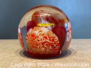 MaxSold Auction: Art Glass Paperweight – Red, Orange & White Speckled Design - London (Ontario, Canada) PARTNER MANAGED Downsizing Online Auction - Trillium Crescent