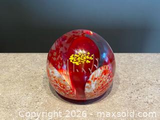 MaxSold Auction: Art Glass Paperweight – Red, Orange & White Speckled Design - London (Ontario, Canada) PARTNER MANAGED Downsizing Online Auction - Trillium Crescent
