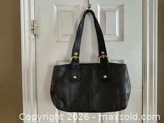 MaxSold Auction: Black Leather Coach Shoulder Bag with Gold-Tone Hardware - London (Ontario, Canada) PARTNER MANAGED Downsizing Online Auction - Trillium Cres.