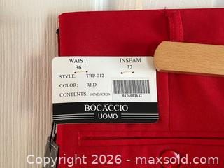 MaxSold Auction: Boccaccio Uomo Red Dress Pants Trousers – Men’s 36x32, New With Tags - London (Ontario, Canada) PARTNER MANAGED Downsizing Online Auction - Trillium Crescent