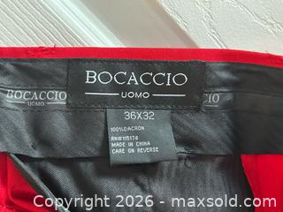 MaxSold Auction: Boccaccio Uomo Red Dress Pants Trousers – Men’s 36x32, New With Tags - London (Ontario, Canada) PARTNER MANAGED Downsizing Online Auction - Trillium Crescent