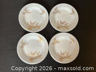 MaxSold Auction: Federal Glass Company “Golden Glory” Milk Glass Plates – Set of Four - London (Ontario, Canada) PARTNER MANAGED Downsizing Online Auction - Trillium Crescent