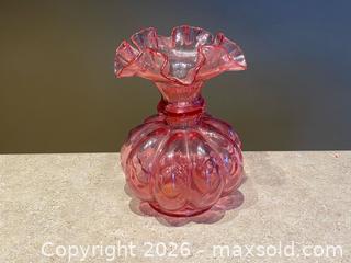 MaxSold Auction: Fenton Art Glass Cranberry Glass Ruffled Vase - London (Ontario, Canada) PARTNER MANAGED Downsizing Online Auction - Trillium Crescent