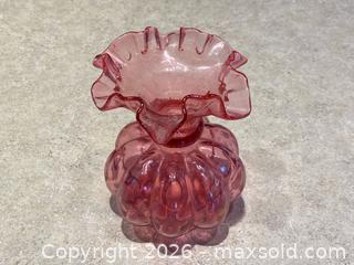 MaxSold Auction: Fenton Art Glass Cranberry Glass Ruffled Vase - London (Ontario, Canada) PARTNER MANAGED Downsizing Online Auction - Trillium Crescent