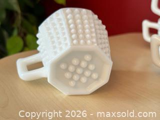 MaxSold Auction: Fenton Milk Glass Hobnail Octagonal Punch Bowl Set with Matching Ladle - London (Ontario, Canada) PARTNER MANAGED Downsizing Online Auction - Trillium Crescent