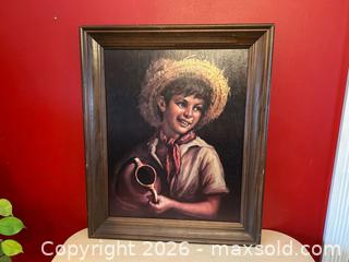 MaxSold Auction: Framed Vintage Portrait-Style Wall Art – Boy with Pitcher - London (Ontario, Canada) PARTNER MANAGED Downsizing Online Auction - Trillium Crescent
