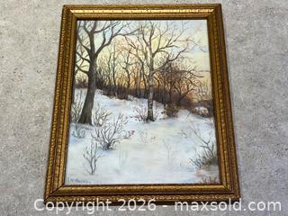 MaxSold Auction: Framed Winter Landscape Drawing / Pastel – Signed A.M. Mackay, 1929 - London (Ontario, Canada) PARTNER MANAGED Downsizing Online Auction - Trillium Crescent