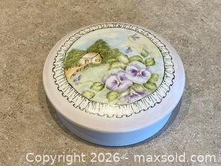 MaxSold Auction: Hand-Painted Limoges Porcelain Covered Trinket Box – Floral & Cottage Scene - London (Ontario, Canada) PARTNER MANAGED Downsizing Online Auction - Trillium Crescent