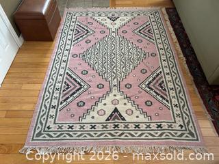 MaxSold Auction: Handwoven Wool Area Rug with Southwestern / Geometric Pattern - London (Ontario, Canada) PARTNER MANAGED Downsizing Online Auction - Trillium Crescent
