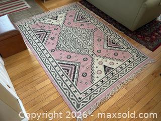 MaxSold Auction: Handwoven Wool Area Rug with Southwestern / Geometric Pattern - London (Ontario, Canada) PARTNER MANAGED Downsizing Online Auction - Trillium Crescent