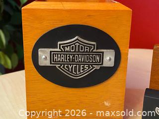 MaxSold Auction: Harley-Davidson Wooden Desk Accessories – Pen Holder & Business Card Holder (2000) - London (Ontario, Canada) PARTNER MANAGED Downsizing Online Auction - Trillium Crescent