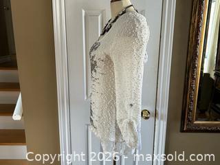 MaxSold Auction: Joseph Ribkoff Open-Knit Top Lace Hem – Size 6 - London (Ontario, Canada) PARTNER MANAGED Downsizing Online Auction - Trillium Crescent