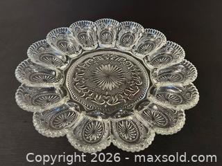 MaxSold Auction: L.E. Smith Glass Company Clear Deviled Egg Plate – Scroll & Diamond Pattern - London (Ontario, Canada) PARTNER MANAGED Downsizing Online Auction - Trillium Crescent