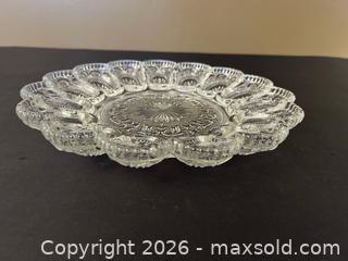 MaxSold Auction: L.E. Smith Glass Company Clear Deviled Egg Plate – Scroll & Diamond Pattern - London (Ontario, Canada) PARTNER MANAGED Downsizing Online Auction - Trillium Crescent