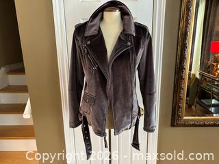 MaxSold Auction: Lucky Brand Velvet Moto Jacket – Gray / Lavender (Size Large) - London (Ontario, Canada) PARTNER MANAGED Downsizing Online Auction - Trillium Crescent