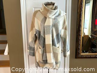 MaxSold Auction: Melissa Nepton “Becca” Plaid Sweater Coat with Attached Scarf –lCanada - London (Ontario, Canada) PARTNER MANAGED Downsizing Online Auction - Trillium Crescent