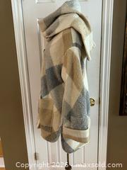 MaxSold Auction: Melissa Nepton “Becca” Plaid Sweater Coat with Attached Scarf –lCanada - London (Ontario, Canada) PARTNER MANAGED Downsizing Online Auction - Trillium Crescent