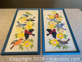 MaxSold Auction: Pair of Vintage Framed Crewel Embroidery Wall Hangings – Birds & Floral Motif - London (Ontario, Canada) PARTNER MANAGED Downsizing Online Auction - Trillium Crescent