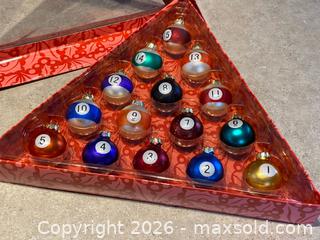 MaxSold Auction: Pool Table–Style Numbered Ornament Set (1–15) in Original Box - London (Ontario, Canada) PARTNER MANAGED Downsizing Online Auction - Trillium Crescent