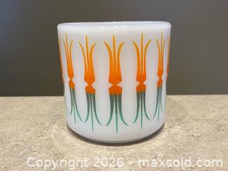 MaxSold Auction: Rare Vintage Fire-King "Kites" Milk Glass Mug - MCM Orange & Teal - London (Ontario, Canada) PARTNER MANAGED Downsizing Online Auction - Trillium Crescent