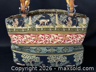 MaxSold Auction: Relic by Fossil Monkey Tapestry Satchel with Bamboo Handles - London (Ontario, Canada) PARTNER MANAGED Downsizing Online Auction - Trillium Crescent
