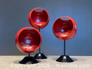 MaxSold Auction: Set of Three Space Age Mid-Century Modern Metal Candle Holders – Red & Black - London (Ontario, Canada) PARTNER MANAGED Downsizing Online Auction - Trillium Crescent