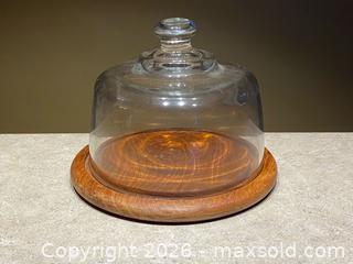 MaxSold Auction: Teak Wood Cheese Board with Glass Cloche – Thailand - London (Ontario, Canada) PARTNER MANAGED Downsizing Online Auction - Trillium Crescent