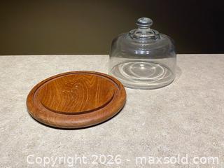 MaxSold Auction: Teak Wood Cheese Board with Glass Cloche – Thailand - London (Ontario, Canada) PARTNER MANAGED Downsizing Online Auction - Trillium Crescent
