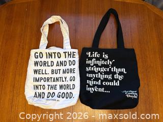 MaxSold Auction: Two Canvas Quote Tote Bags – Black & White - London (Ontario, Canada) PARTNER MANAGED Downsizing Online Auction - Trillium Crescent