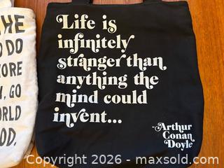 MaxSold Auction: Two Canvas Quote Tote Bags – Black & White - London (Ontario, Canada) PARTNER MANAGED Downsizing Online Auction - Trillium Crescent