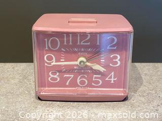 MaxSold Auction: Vintage 1970s Westclox Dialite Pink Alarm Clock – Made in USA - London (Ontario, Canada) PARTNER MANAGED Downsizing Online Auction - Trillium Crescent