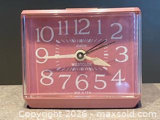 MaxSold Auction: Vintage 1970s Westclox Dialite Pink Alarm Clock – Made in USA - London (Ontario, Canada) PARTNER MANAGED Downsizing Online Auction - Trillium Crescent