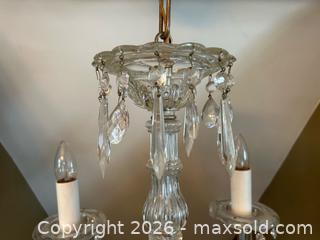 MaxSold Auction: Vintage 5-Light Crystal Chandelier – Glass Bobeches – As Found - London (Ontario, Canada) PARTNER MANAGED Downsizing Online Auction - Trillium Crescent