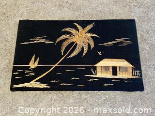 MaxSold Auction: Vintage Asian Decorative Panels with Straw / Fiber Inlay Scenes – Set of 4 - London (Ontario, Canada) PARTNER MANAGED Downsizing Online Auction - Trillium Crescent